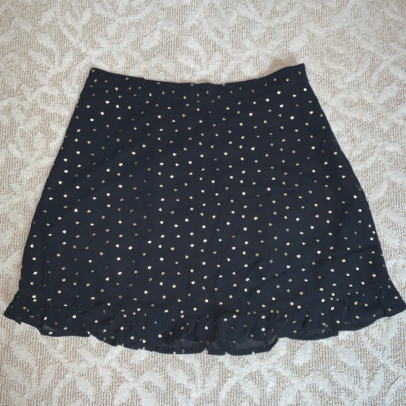 Sadie & Sage black mini skirt w gold polka dots - Picture 4 of 6